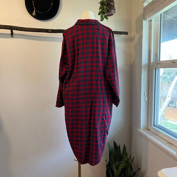 Vintage 90s Disney Mickey Mouse Red Cotton Flannel Sleep Shirt Size XL - Picture 5 of 12